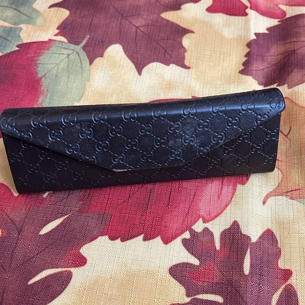 Gucci Eye Glass Case Foldable Brown LOGO Trifold Case.  CASE ONLY